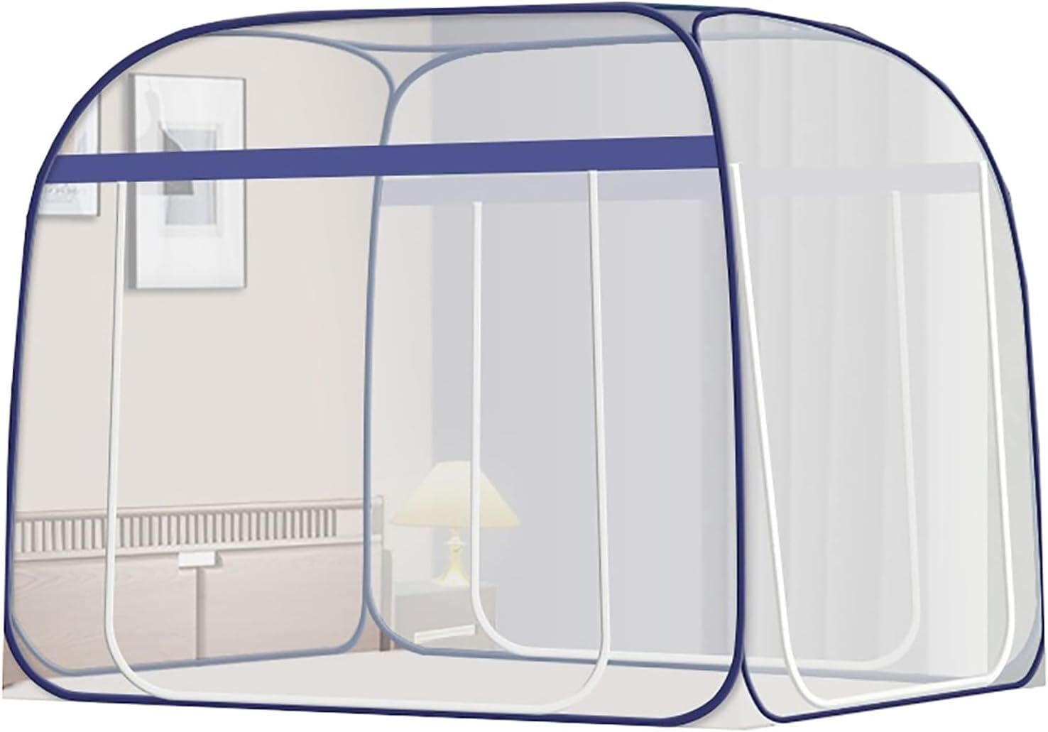 Mosquitera dosel para cama doble azul: duerme protegido con un espacio íntimo y transpirable