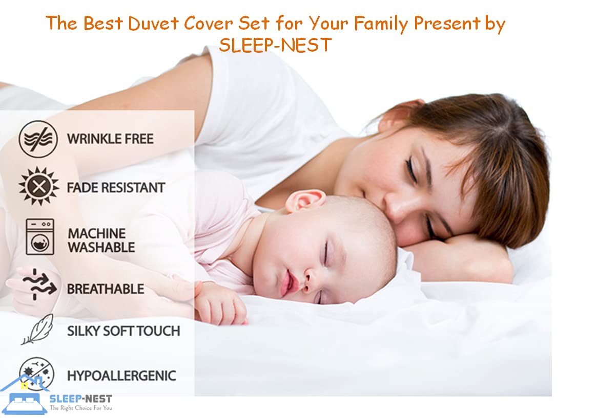 SLEEP-NEST Oversized King Duvet Cover | 128x120 Inch 600 Thread Count 100% Cotton | Hidden Zipper & Corner Ties, White - View #9