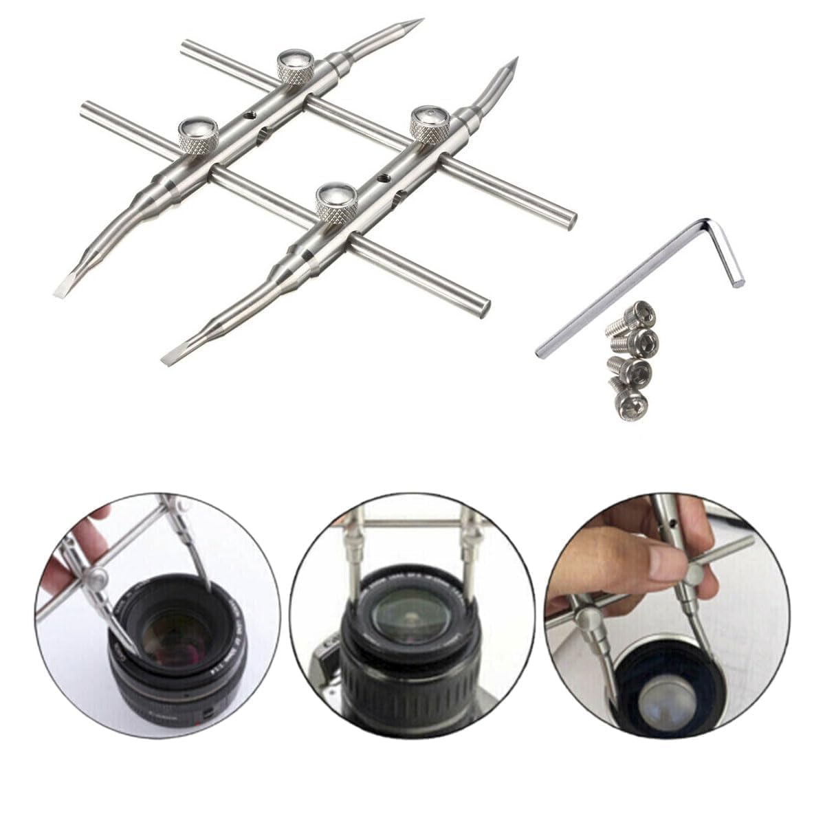 Reparación de Lentes de cámara,Herramienta Profesional Punta Curva,Juego de Herramientas de Reparación de Lentes,Herramienta de Reparación de Lentes,Kit de Herramientas Profesional de Llave de Lente