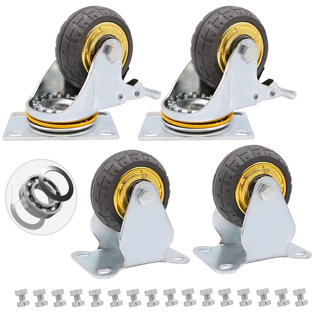 GBRJUYF Heavy Duty Lockable Swivel Casters with Brake - Industrial Wheels for Furniture, Workbench, Cart & Equipment - High Load Capacity, Durable, Smooth Rolling, Easy Installation