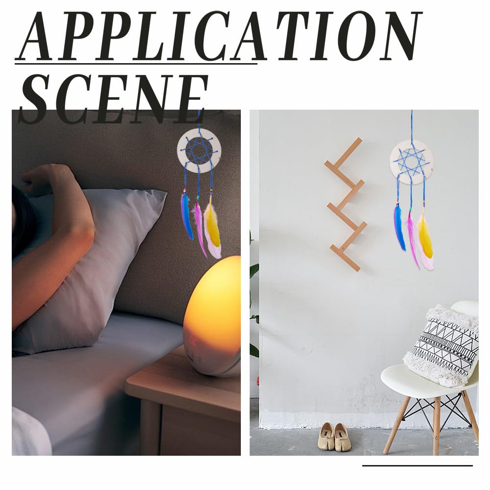 AHANDMAKER Traumfänger-Kits zum Selbermachen, bunt, handgefertigter Traumfänger für Anfänger, inklusive Garn, Feder, Kranzrahmen, Perlen, Bastelset für Schlafzimmer, Auto-Dekoration, Bastelgeschenk