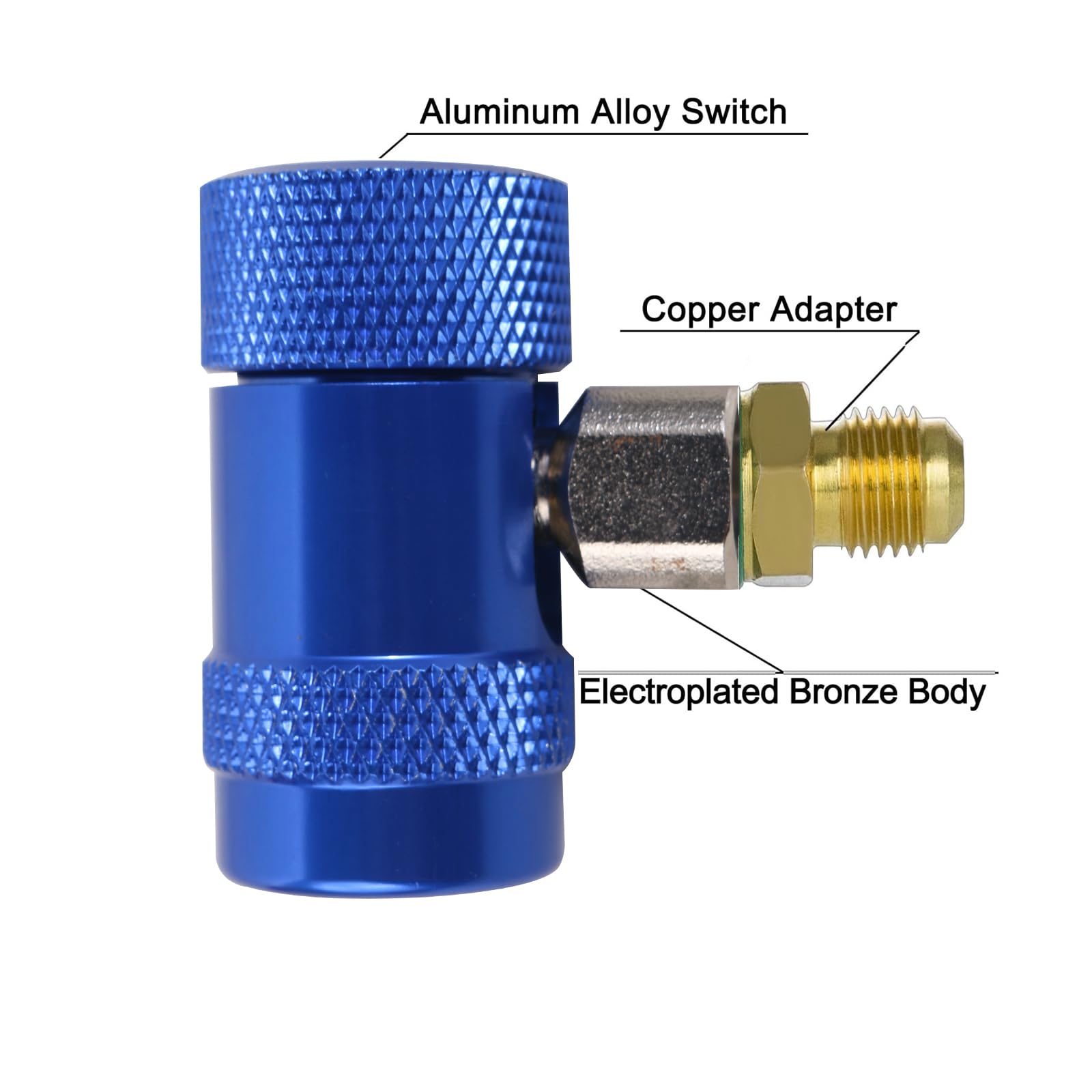 Klimagas R1234YF - Adattatore, 2 pezzi, refrigerante per auto, alto e basso, regolabile, 1/4", AC R1234YF, spina adattatore per aria condizionata, attacco rapido, manometro