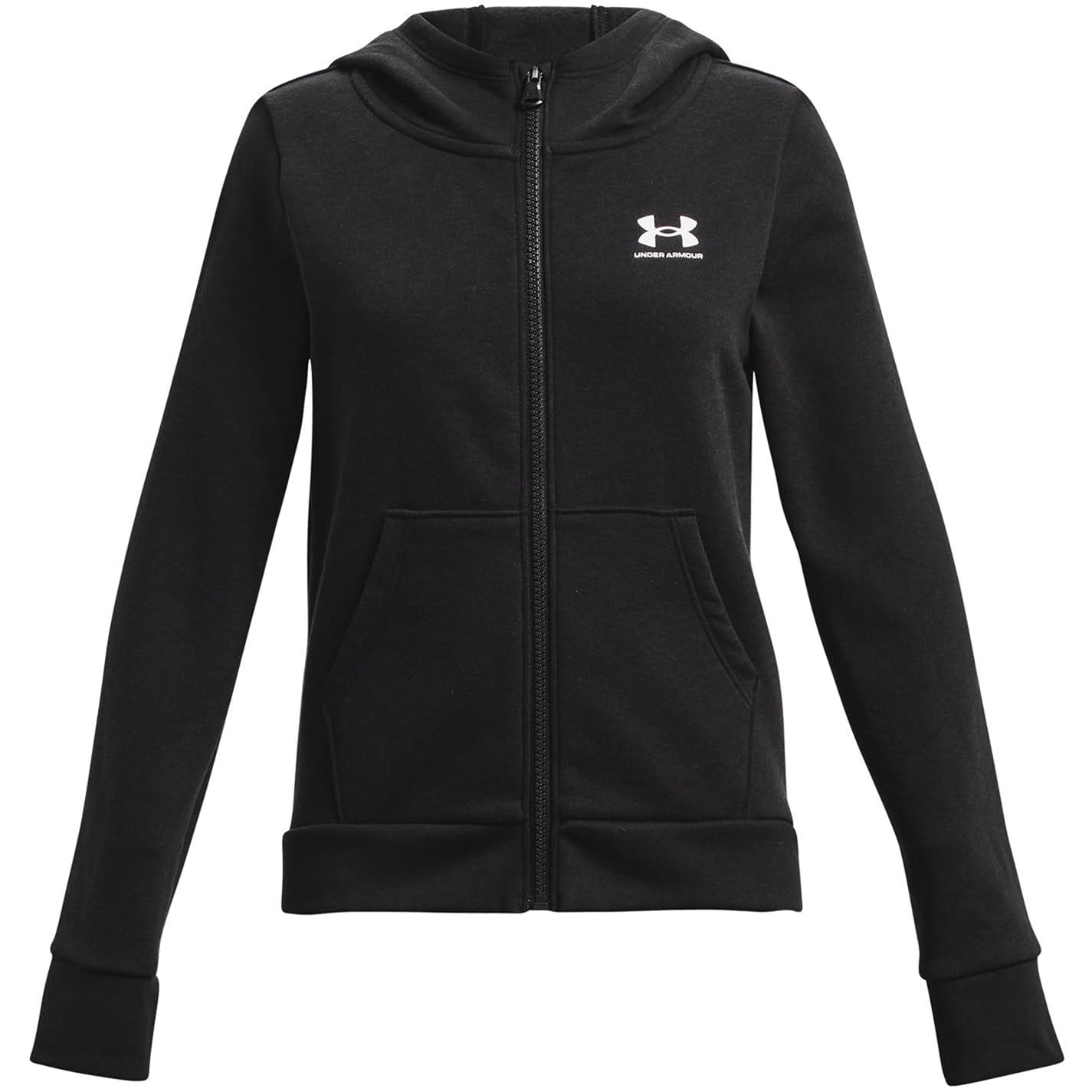 Under Armour Ua Rival 1373130-001 Girls' Fleece Tops Full-Zip Hoodie, Black, YXS