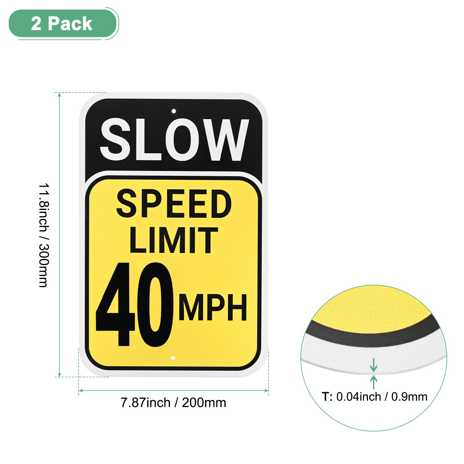 M METERXITY 2-Pack Speed Limit 40 MPH Sign - Image 3
