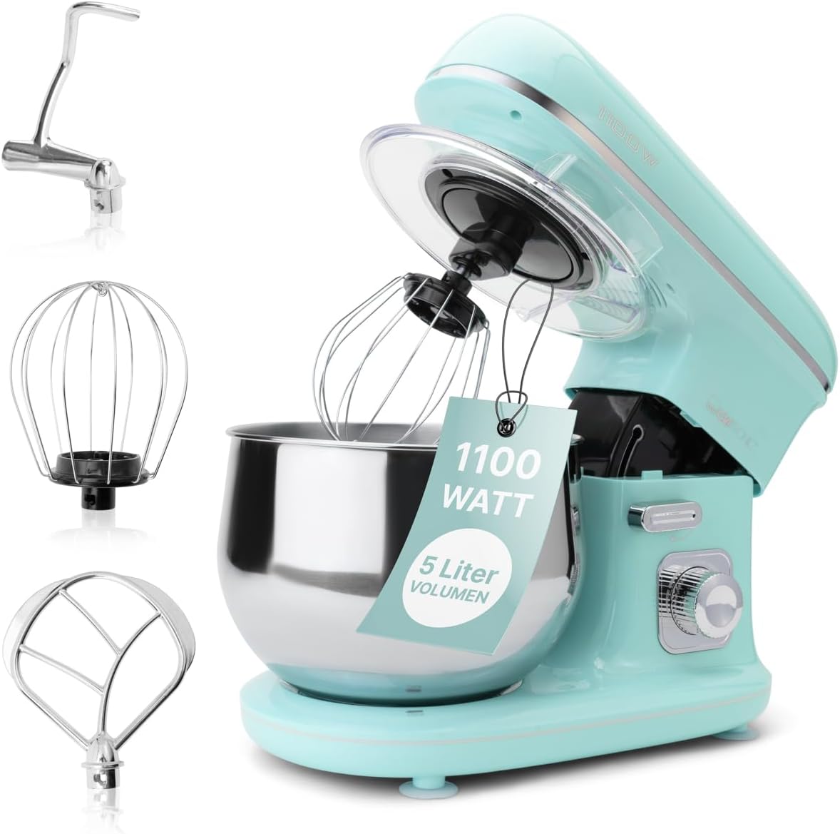 Klarstein Bella Elegance - Robot de cocina, Potencia 1300W/1,7PS, 6 niveles, Función pulso