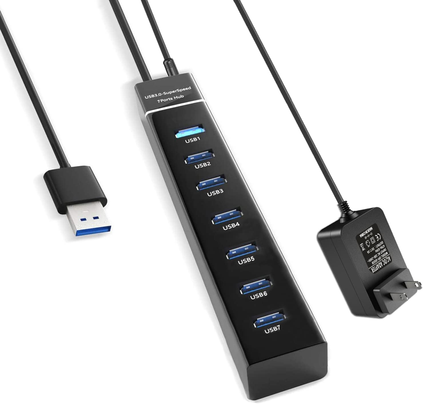 PS4/PS5 USB 3.0 Hub with 5V/3A Power Supply Adapter for Multiple