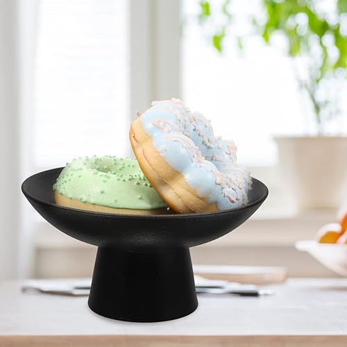 Miniatura 9 de Cabilock Frutero de cerámica con pedestal, bandeja para servir con pies altos, elegante soporte de exhibición negro para encimera de cocina,