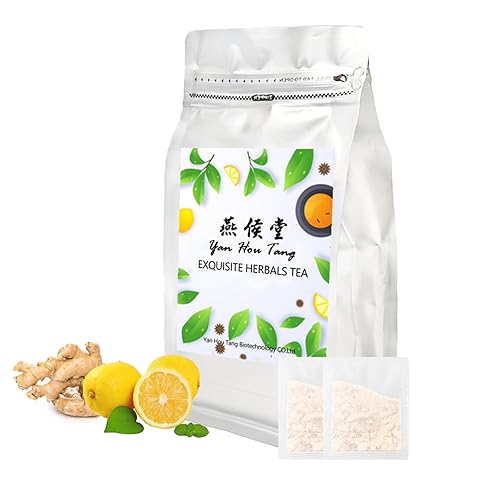 Yan Hou Tang Bolsas de té orgánicas con limón y jengibre y probióticos que favorecen una digestión saludable, sin cafeína, 100 unidades