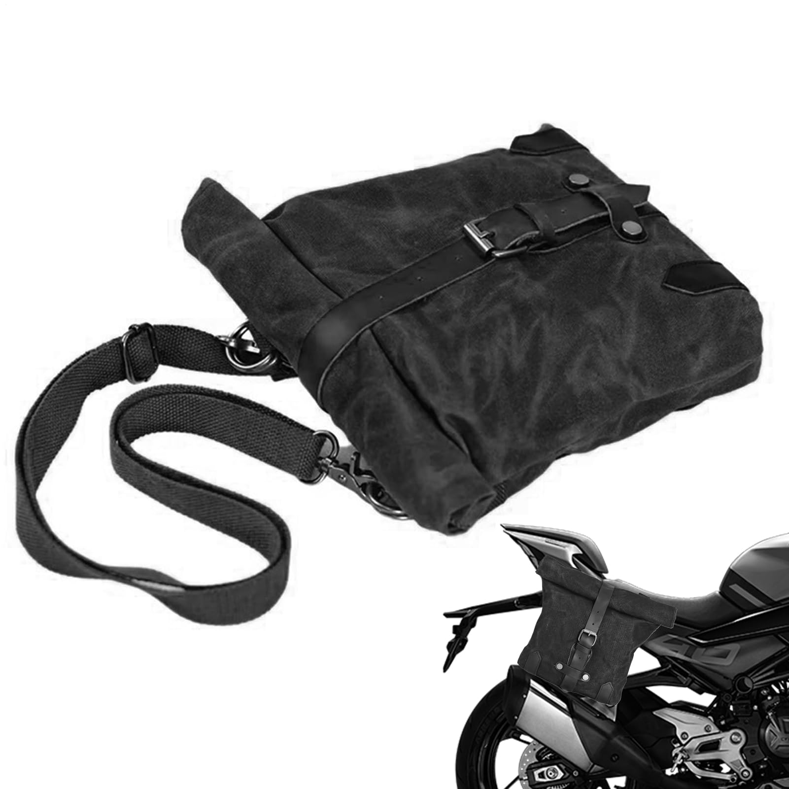 Borsa In Tela Cerata Vintage Retrò Per Moto - Custodia Laterale Impermeabile Per Attrezzi, Sella e Forcella