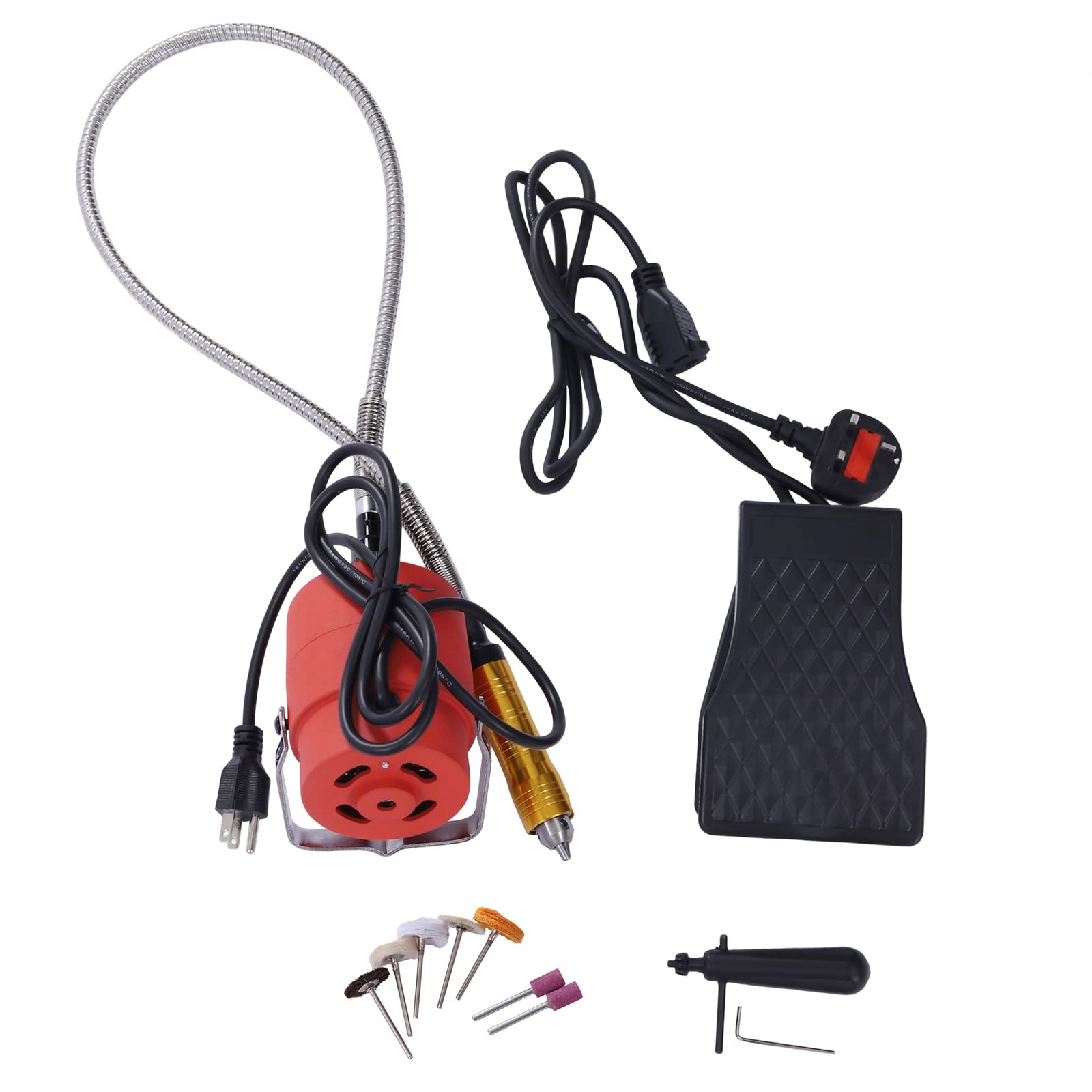 Romyix Red Professional Hanging Flex Shaft Electric Grinder Carver, Metalworking Tools For Carving, Buffing, Drilling, Polishing, Sanding, Cutting, Grinding (560W / 6Mm)