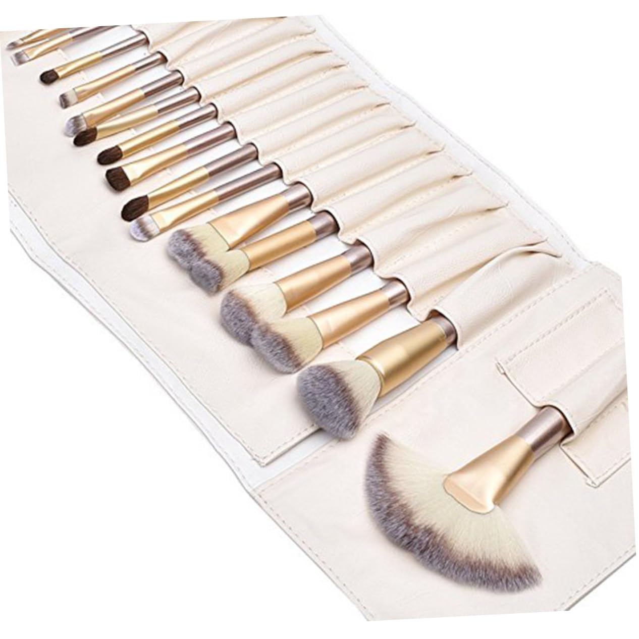 Set Pennelli 24 Pezzi con Manico in Legno e Custodia Pu | Set Professionale per Viso e Occhi, Set Completo, Pratico da Viaggio e Facile da Riporre