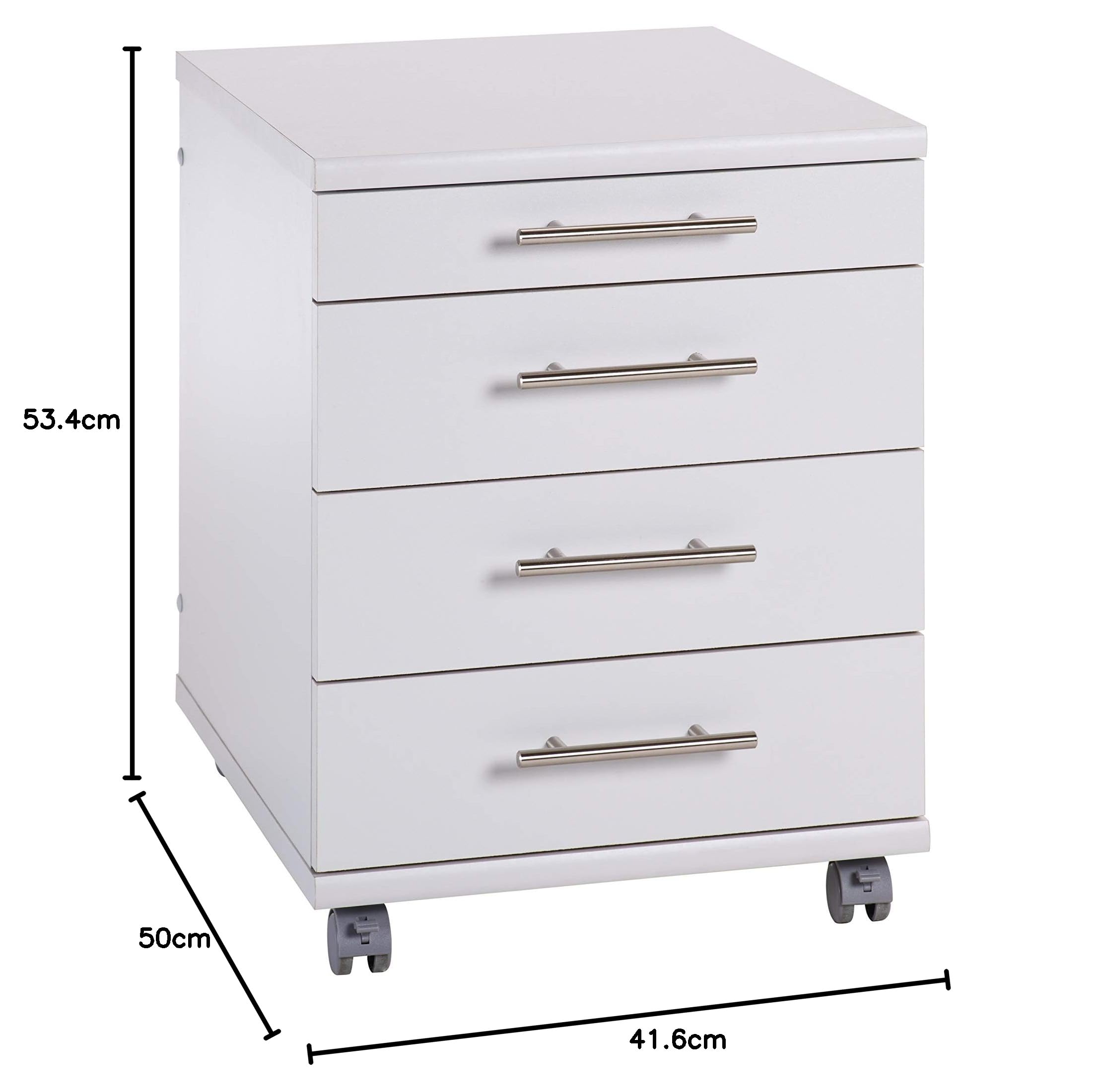 Möbelpartner Till - Cassettiera da ufficio, in legno, grigio chiaro, circa 41,6 x 50,0 x 53,4/56,9 cm