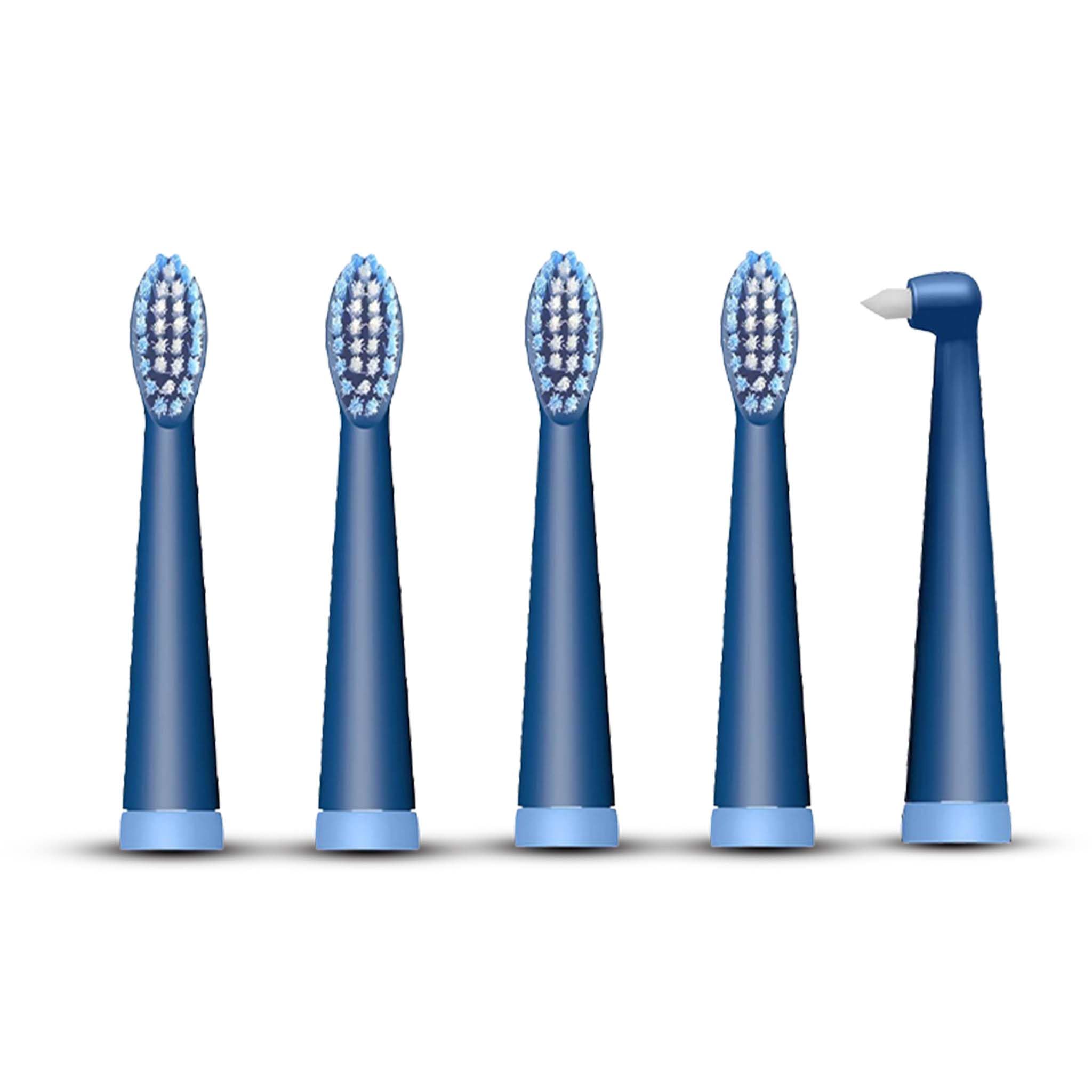 AGARO Cosmic Lite Refill Pack 4+1 pcs, Nylon Bristles, Washable, Blue-image-1