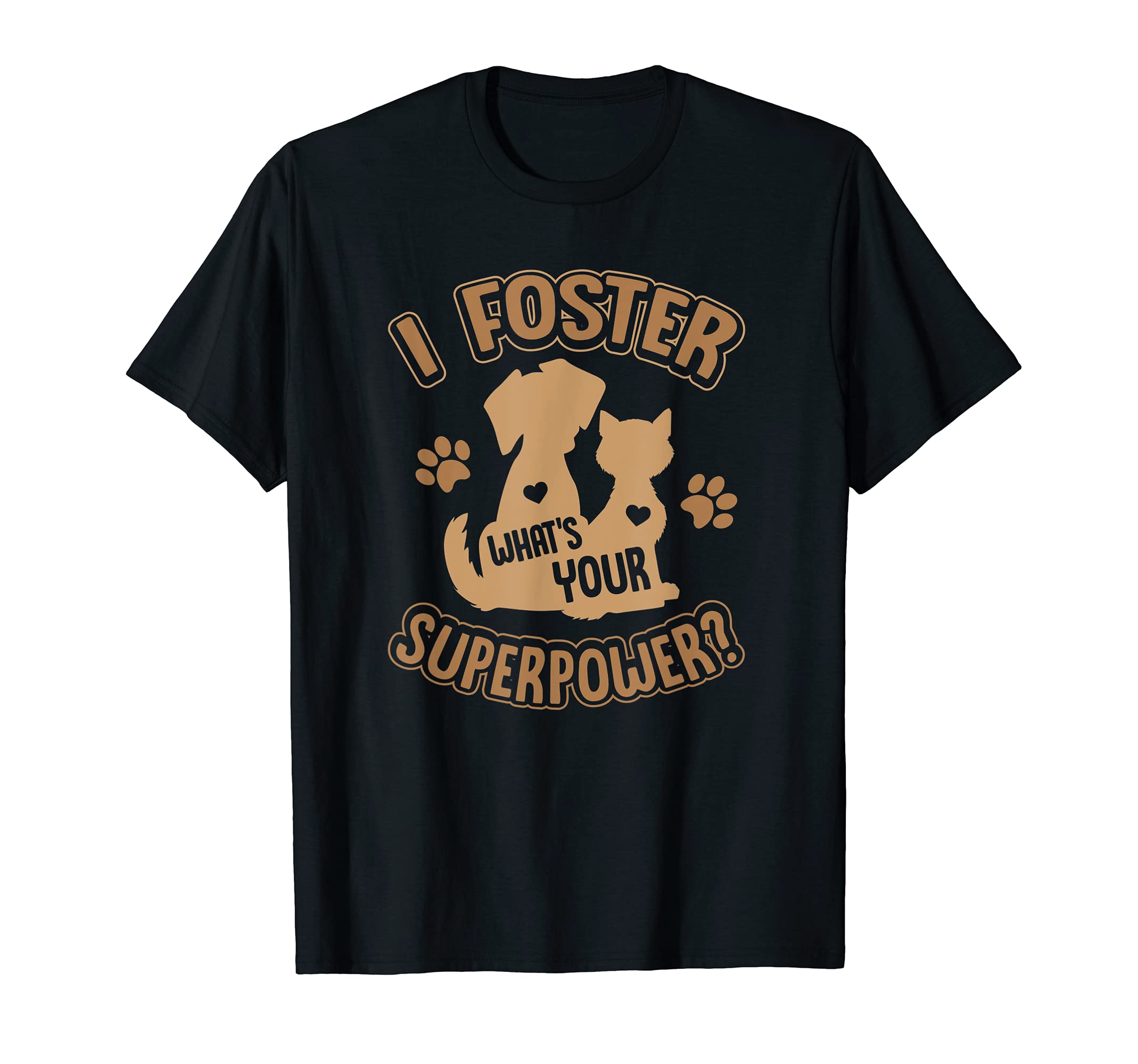 Foster Care Pet Rescue Adoption Cat Dog Animal Lover T-Shirt, Black