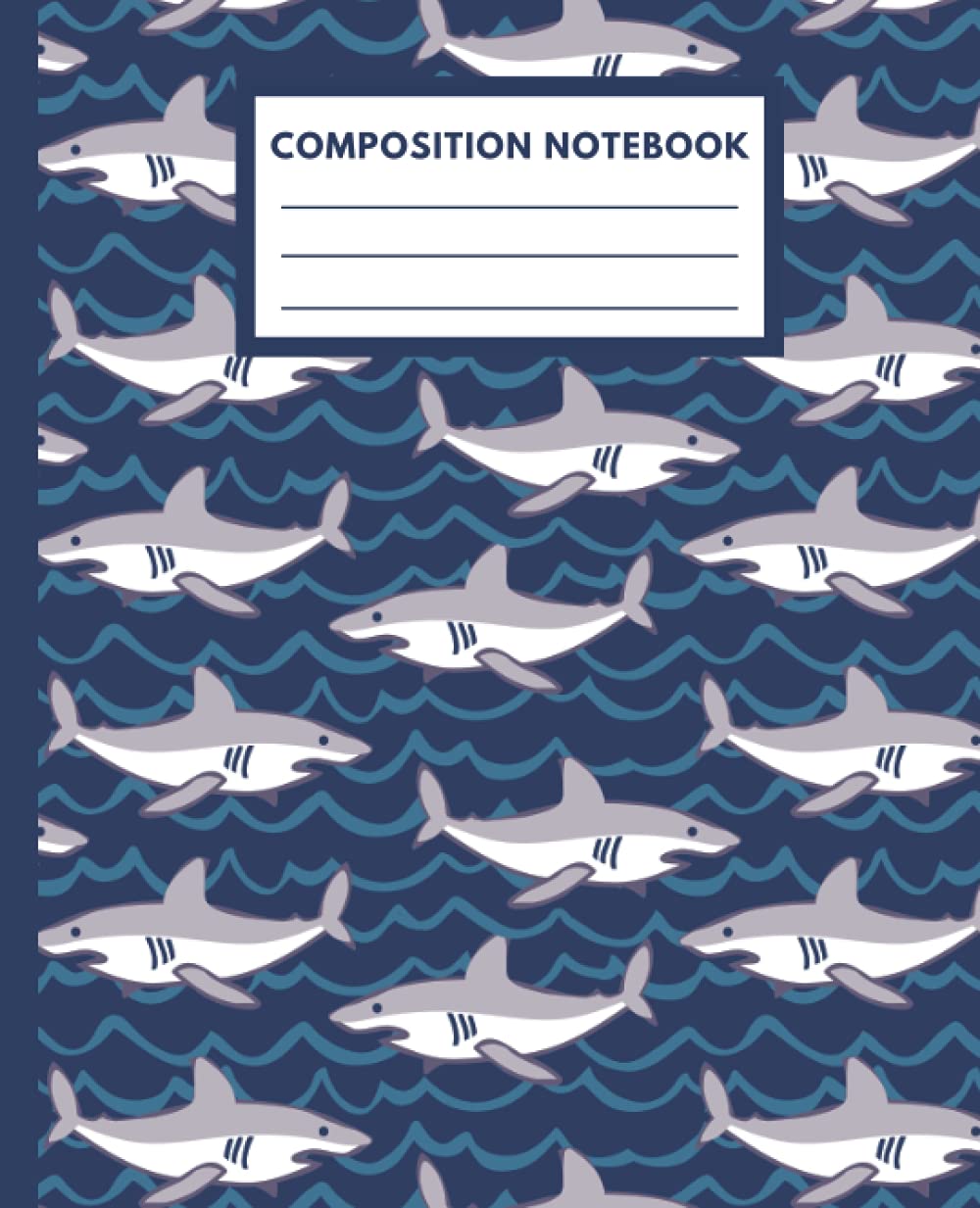 Composition Notebook: Shark themed pattern Wide-Ruled, 7.5 x 9.25, 100 Pages, Writing Notebook lined Journal For kids, teens, and adults ocean life ... for taking notes diary for work or home