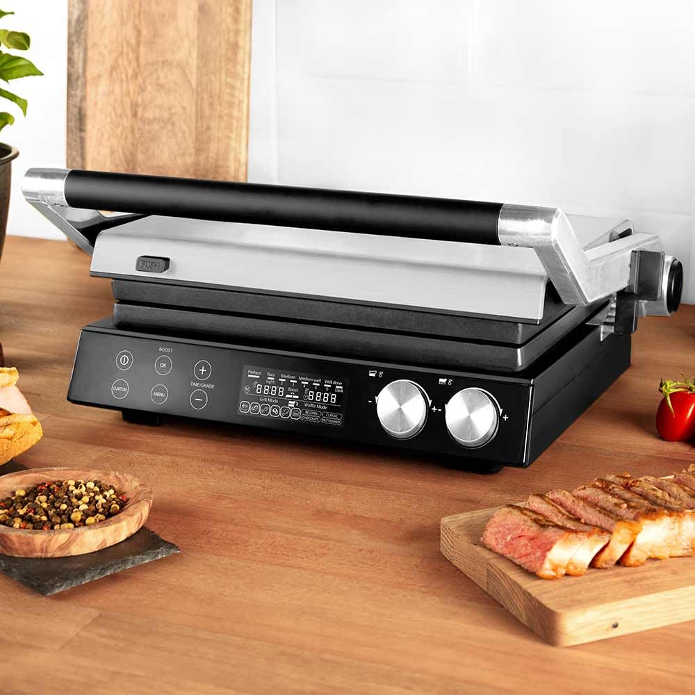 GASTROBACK Multigrill BBQ Pro Smart - Barbecue elettrico da 2400 Watt, superficie di cottura 58 x 35 cm, griglia a contatto, barbecue per barbecue, griglia plancha, panini, panini e piastra per waffle