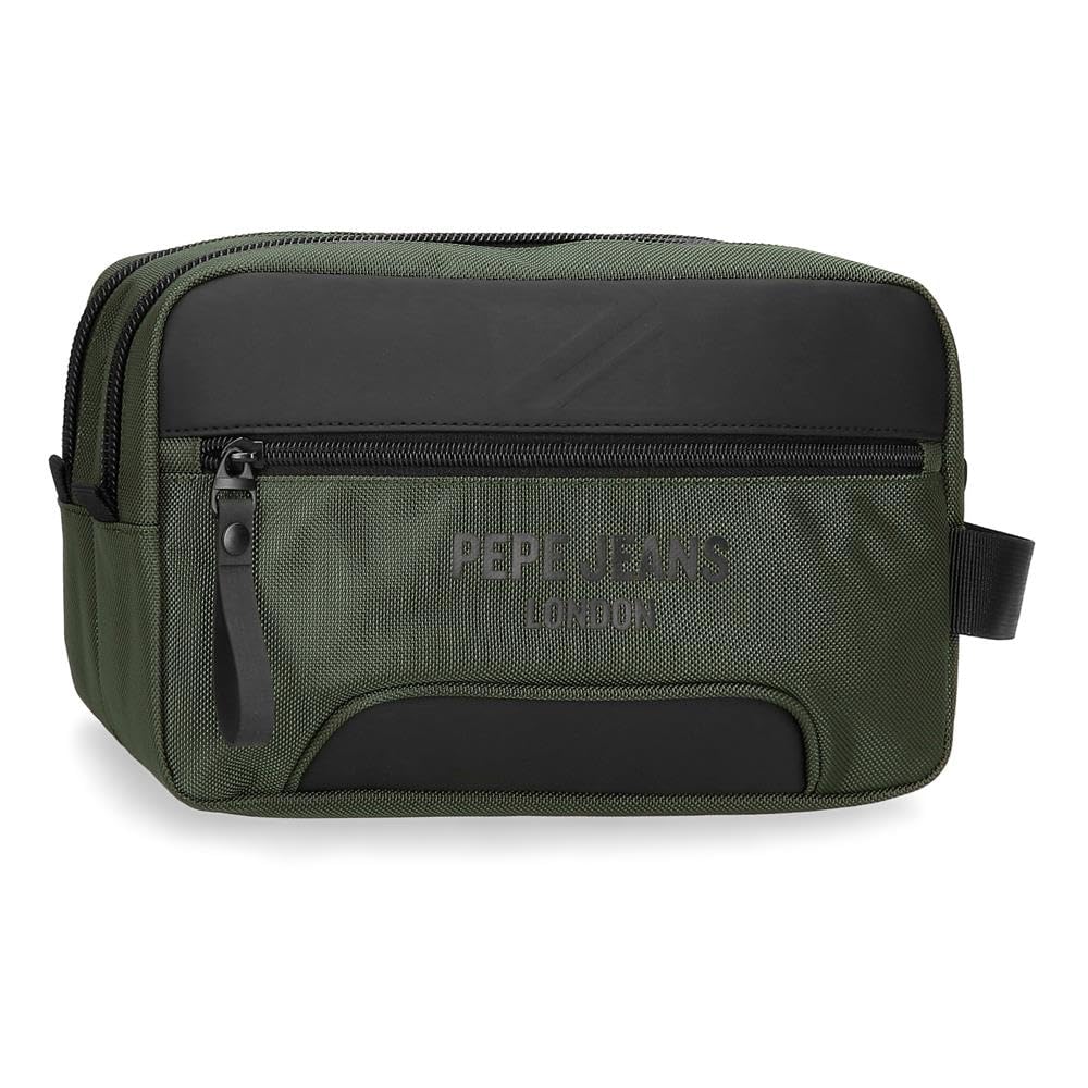 Pepe Jeans Bromley Toiletry Bag Two Compartments Adaptable Green 26x16x12cm Polyester, Green, One Size, Toiletry Bag Two Compartments Adaptable
