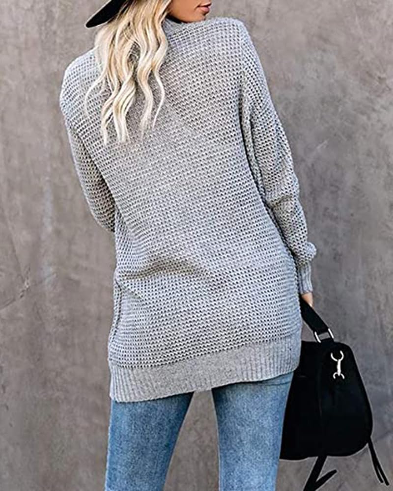 Cárdigan Punto Gofrado Mujer Abierto por Delante Manga Larga Punto Grueso y Suave Bolsillos Corte Relajado Estilo Boyfriend Ideal para Otoño y Uso Diario Informal.