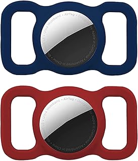 AirTag Cases Compatible with Apple AirTag,Airtag Dog Collar GPS Tracking Dog Cat Pet Loop Airtags Accessories,Air Tag Holder Case Lightweight Soft Anti Scratch Anti Lost( Red and Blue)