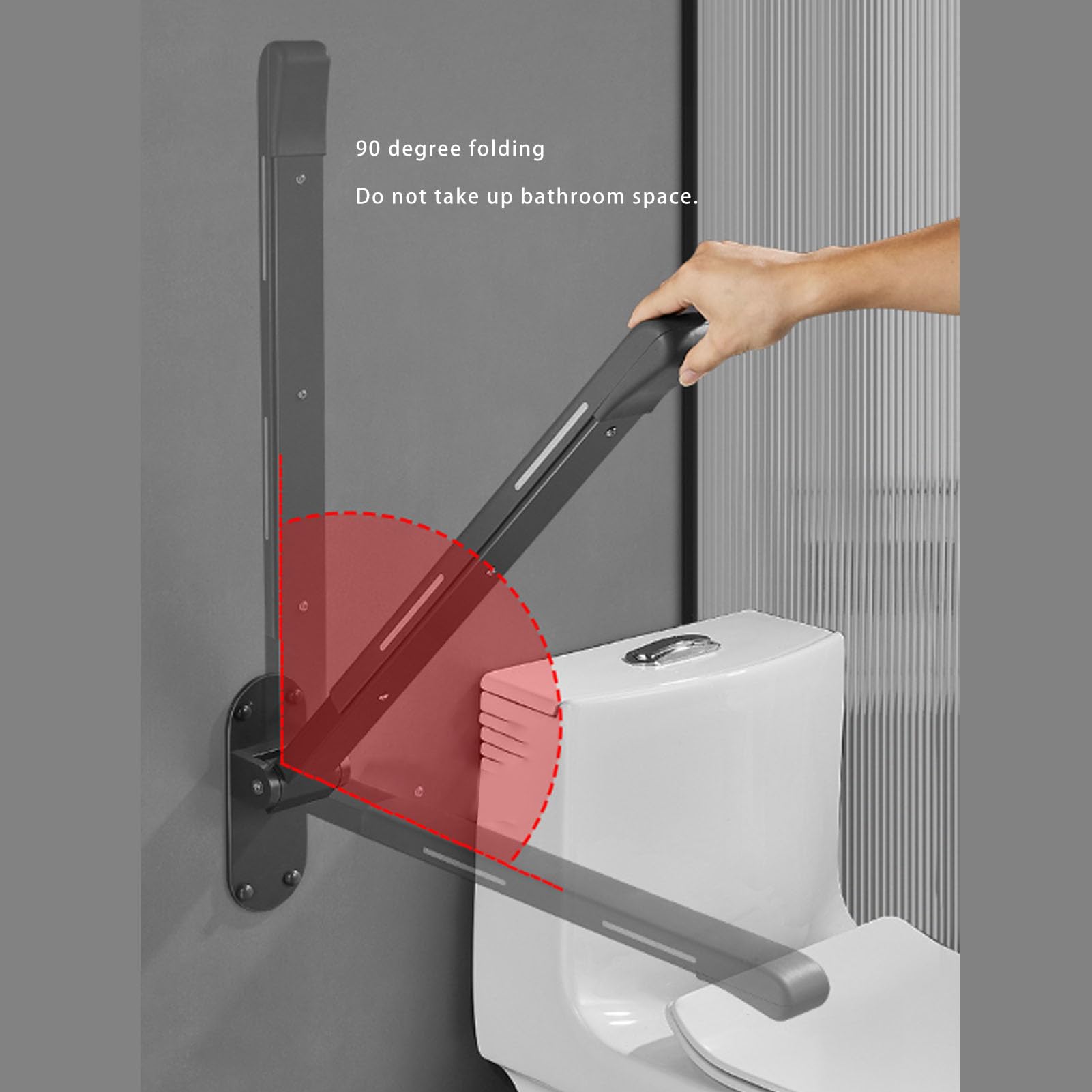 AMONIDA Barra de Apoyo Abatible para Seguridad en el Baño, Diseño Antideslizante Plegable, Admite Carga de 200 Kg para Personas Mayores y Discapacitadas, Acero Inoxidable 70 Cm