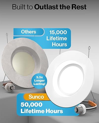 Miniatura 10 de Sunco - Iluminación LED empotrable de 4 pulgadas, paquete de 16 unidades seleccionables 2700K3000K3500K4000K5000K, luces de lata regulables, borde