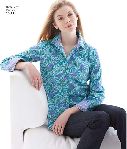 Miniatura 5 de Simplicity 1538 - Patrones de costura de camisa con botones para mujer, tallas 6-14