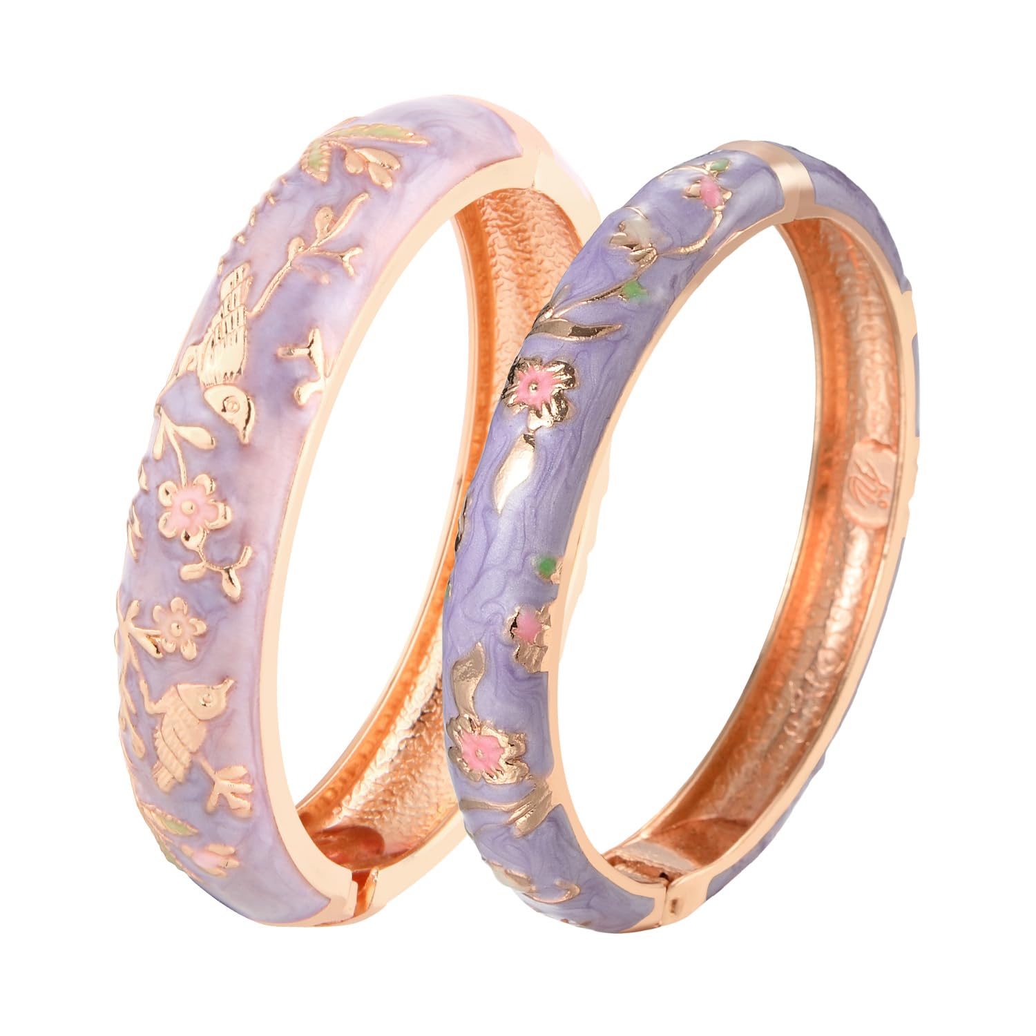 UJOY Colors Handcraft Jewelry Cloisonne Bracelet Enamel Bird Spring Hinged Womens Bangles Gifts Box 55C49