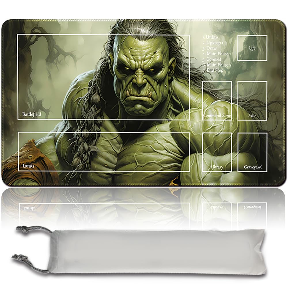 Board Game MTG Playmat Free Waterproof Bag, Sewn Edges,Card Enthusiasts TCG Playmat Mouse Pad MTG Game Mats With Zones (Original Playmat) (With Zone,Erhnam Djinn)