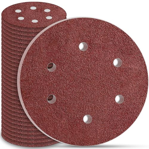 Image of STEBRUAM 225mm Sanding Discs 30Pcs 6 Hole Hook & Loop Sanding Pads, Grit 40 for Drywall & Orbital Sanders