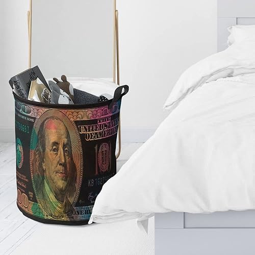Miniatura 6 de Cesta de lavandería negra de 100 dólares, cesta grande para ropa sucia de baño para hombre, decoración de dinero genial para dormitorio, baño,