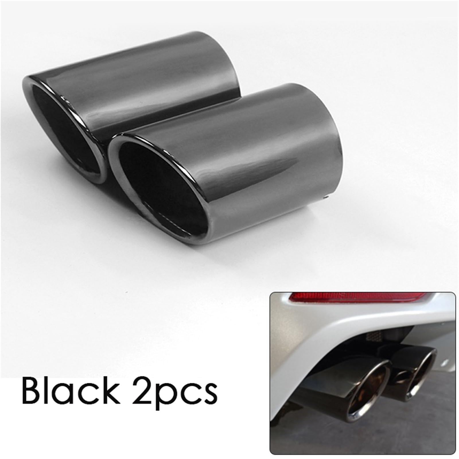 Terminale Di Scarico Tubo Di Punta Del Per BMW X1 F48 2018-2022 Silenziatore Per Auto Esterno Back End Tubo Dedicato Punta Di Scarico Coda Uscita Vent(Black 2piece)