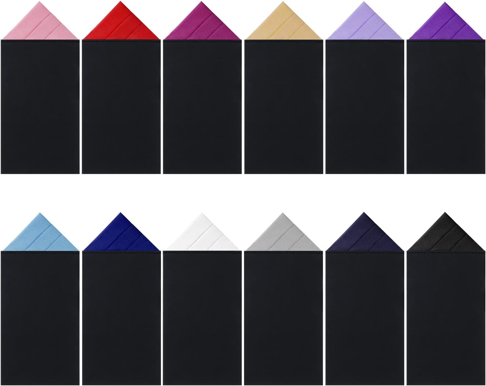 12 Pcs Pocket Squares for Men Polyester Pre Folded Suit Pocket Handkerchief on Card Masculine Suit Accessories Men (Classic Style)