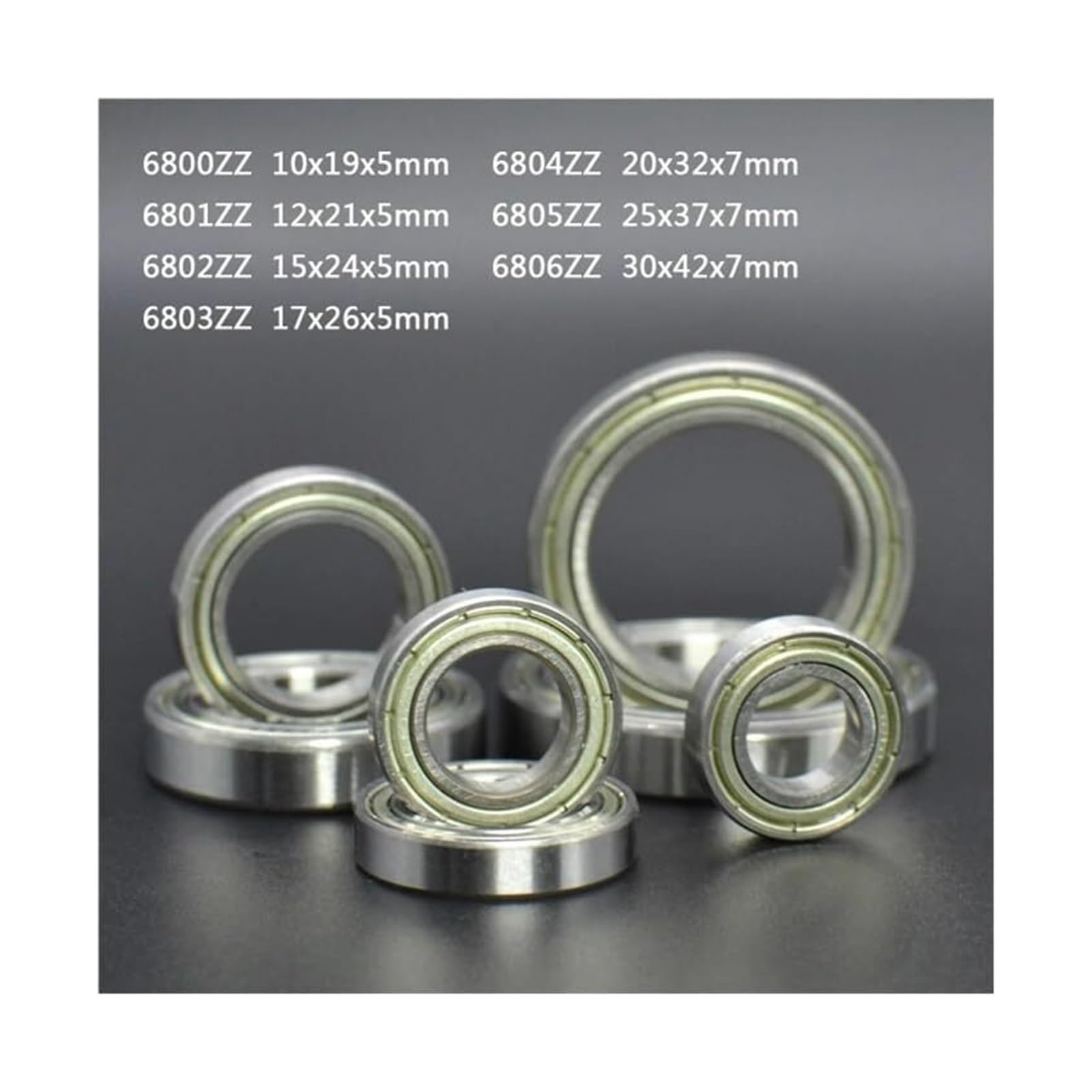 Rodamiento, 6800 6801 6802 6803 6804 6805 6806ZZ Rodamientos de bolas rodamiento sellados caucho blindados metal pared delgada(6806zz 30x42x7mm,5Pcs)