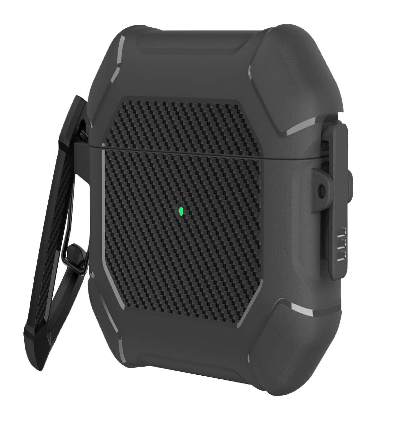 2nd Generation AirPods Case Cover: 1st or 2nd Generation Apple AirPods Case Protector with Keychain Hook & Lock｜ TPU&PC AirPods 1st & 2nd Gen Case Hard Shell (Black)