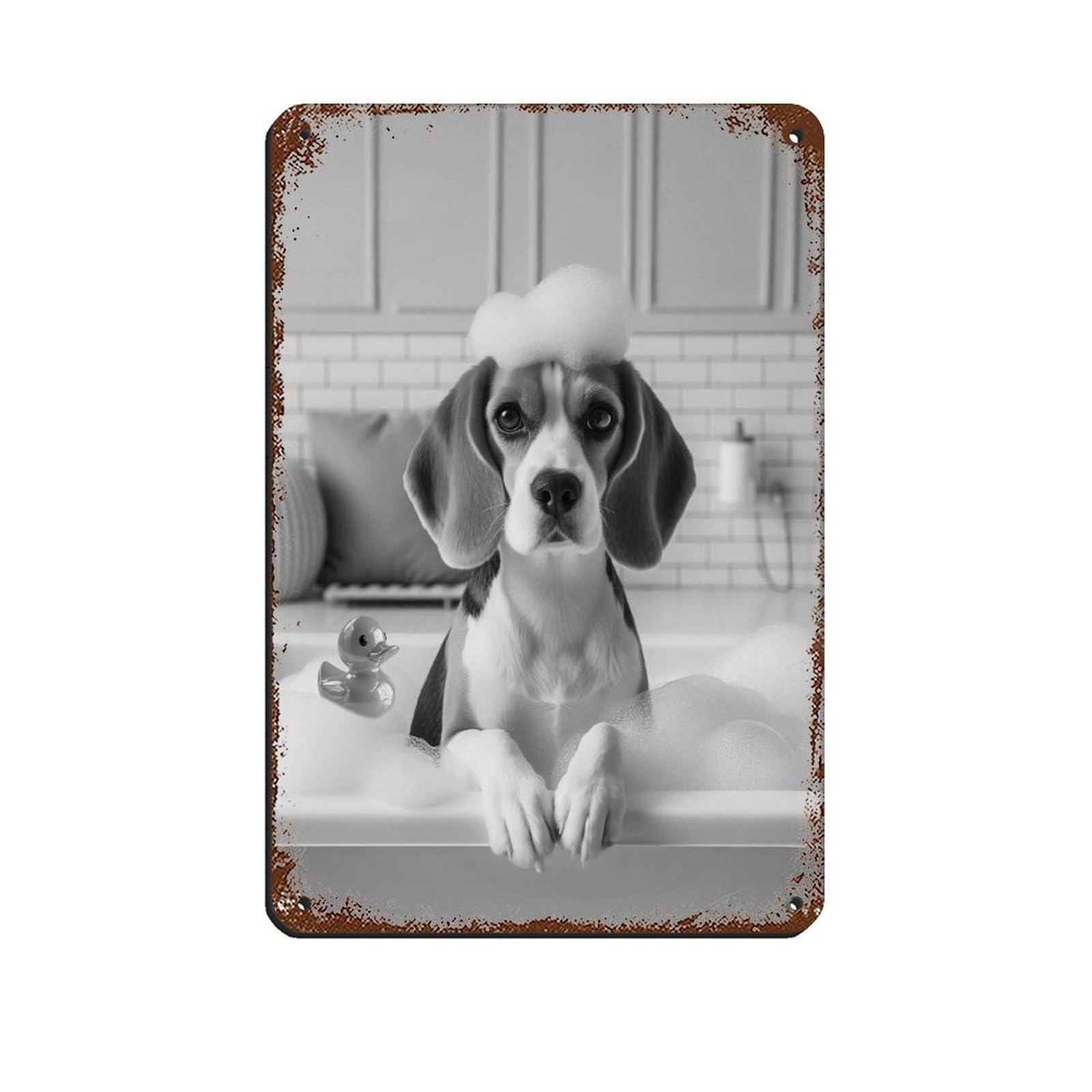 Lxwnze 20L X 30W Cm Beagle, Funny Bathroom Decor Retro Poster Metal Tin Sign Chic Art Retro Iron Painting Bar People Cave Cafe Family Garage Poster Wall Decoration 8X12inch(20X30cm)
