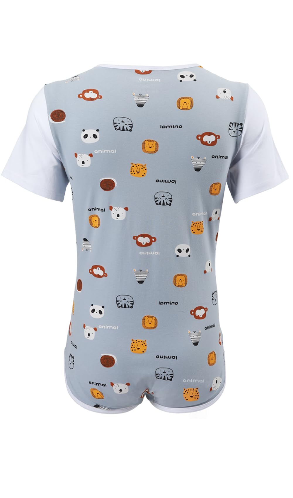CutiePlusU Männer Baumwolle Knopf im Schritt Bodysuits Erwachsene Strampler Onesie für Männer drucken