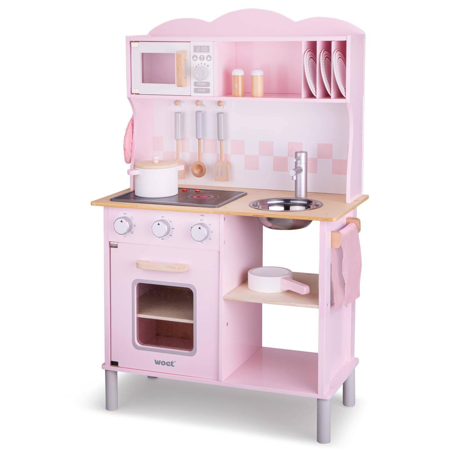 New Classic Toys Kitchenette-Modern-Electric Cooking-Pink, Colore Rosa, 11067