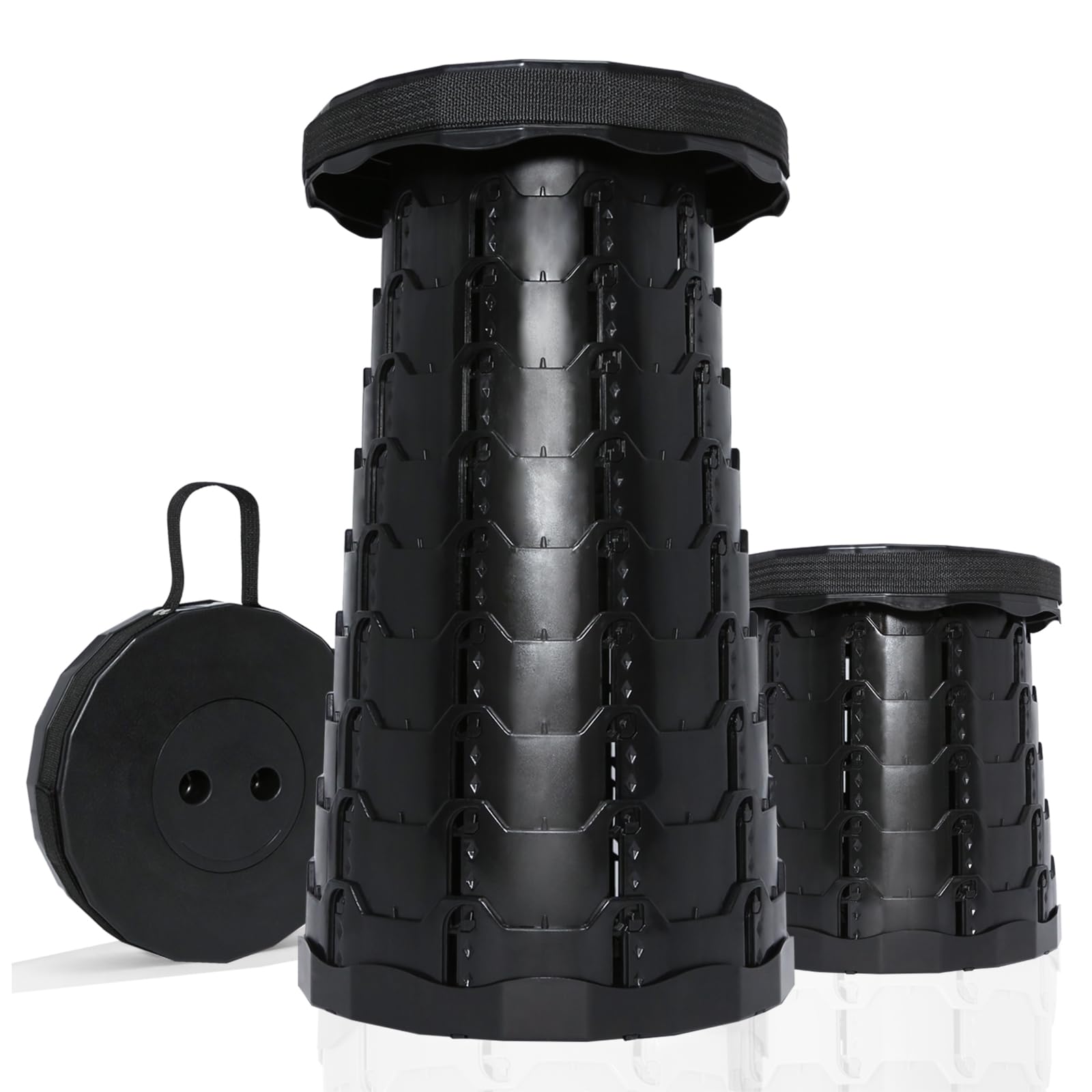 RizzQi Upgraded Foldable Thickened Collapsible Stool, Portable Folding Seat, Adjustable Height Retractable, Suitable for Fishing, Hiking, Camping, BBQ