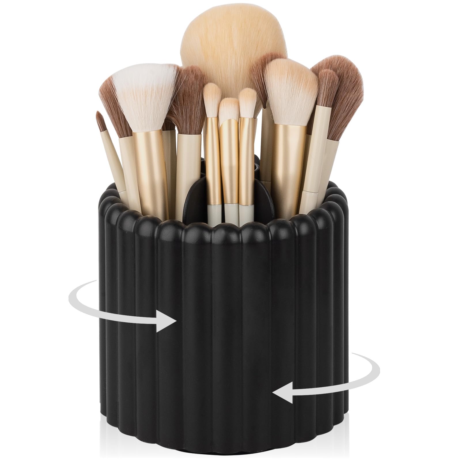 Anyoifax 360 Rotating Makeup Brush Holder 7 Slots Make Up Brush Organizer Removable Spinning Cosmetic Brushes Storage Pen Holder for Vanity, Dresser,