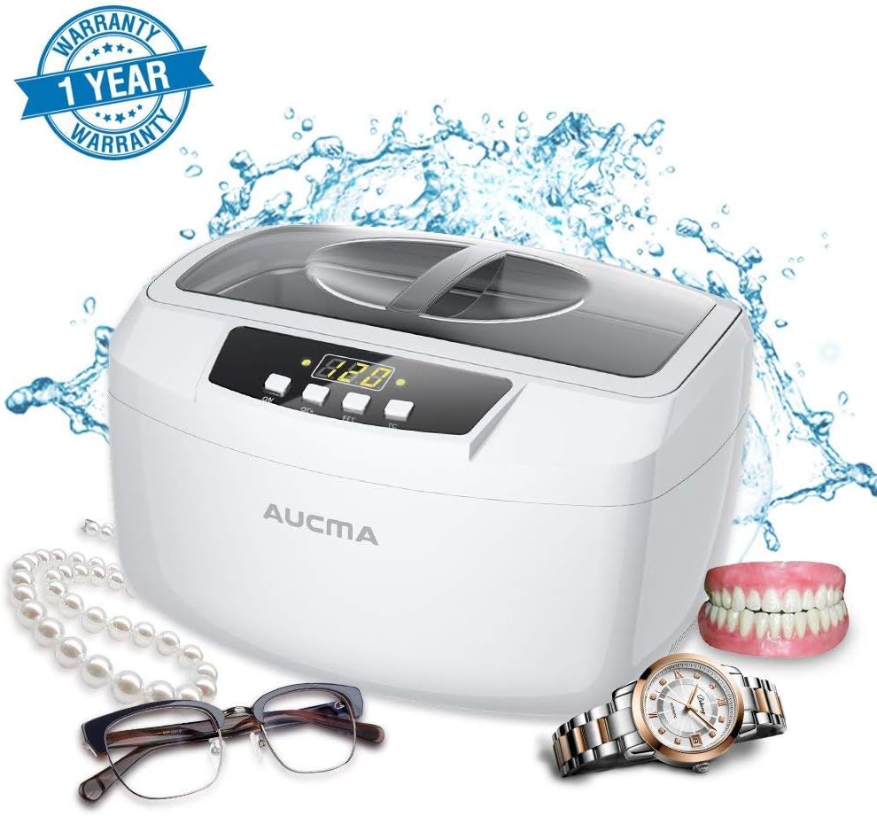 Aucma Ultrasonic Cleaner Professional Industrial 180 Watts 2.5L Heated Ultrasonic Cleaners with Digital Timer for Jewelry Eyeglasses Lenses Necklaces Watches Rings Denture Coins
