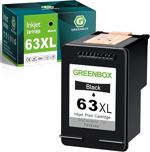 GREENBOX Cartucho de tinta remanufacturado 63 63XL para impresora HP Envy 4520 4516 Officejet 4650 3830 3831 4655 Deskjet 1112 3632 2130 2132 (1