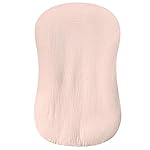 Hooyax Muslin Baby Lounger Cover 1 Pack, 100% Cotton Soft & Breathable Infant Lounger Covers Only for Newborn (Light Pink)