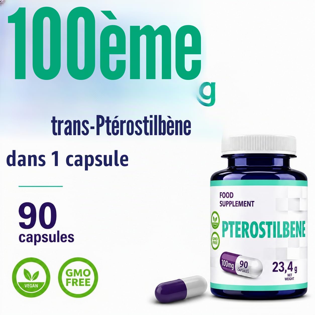 Hepatica trans-Ptérostilbène 100 mg | à Ingrédient Unique | 90 Gélules Véganes | Réserve 3 Mois | GMP & laboratoire indépendant