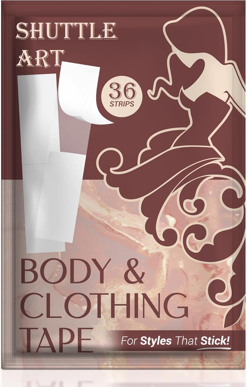 SHUTTLE ART Double Sided Tape for Fashion, Clothing and Body - 36 Strips | All Day Strength Adhesive Tape | Gentle on Skin and Fabrics | Invisible Double-Sided Body Tape All Skin-picture-35