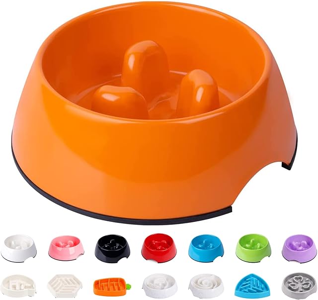 SUPER DESIGN Gobble-Stop Slow Feeder Dog Bowl Slow Eating Anti-Gulp BPA Free Melamine Bowl Fun Interactive Pet Bowl for Dogs Cats Puppies