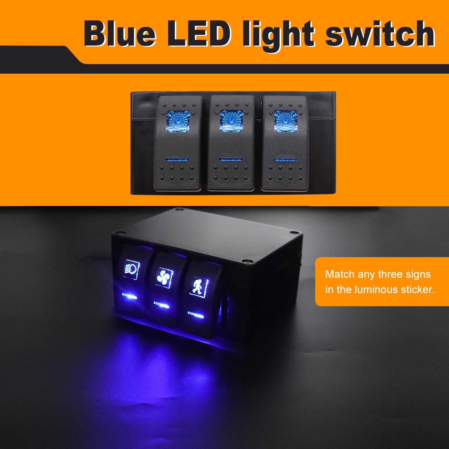 Snapklik.com : Weideer 3 Gang Rocker Switch Box Blue LED 12V 24V DC ...