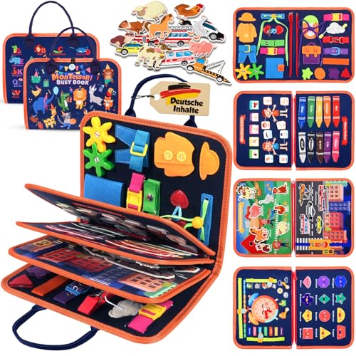 ZOOI Busy Board Montessori Spielzeug ab 1 Jahr, Busy Book Quiet Book Kinderspielzeug ab 1 2 3 4 Jahre, Baby Geschenk Spielzeug ab 2 3 4 Jahre, Adventskalender Füllung Kinder