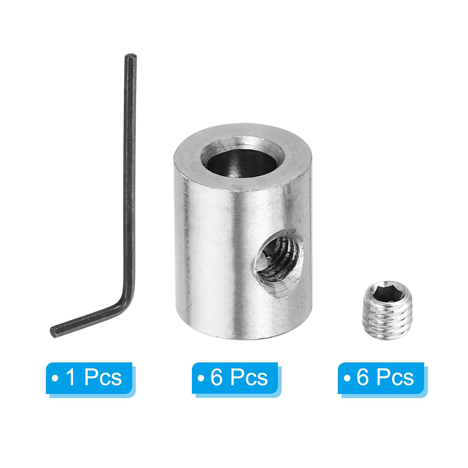 PATIKIL Abrazadera de Cable 6mm Agujero Alambre Cuerda Clips Juego 6uds 304 Inoxidable Acero Único Agujero Bloqueo Cable Abrazaderas Clip con M5 Hexagonal Tornillo Llave para Cable Plata