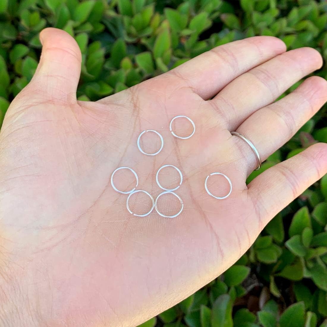 50pcs Adabele Authentic 925 Sterling Silver Open Jump Rings 10mm O Ring Connector (Wire 21 Gauge/0.7mm/0.028 Inch) for Jewelry Craft Making SS76-10