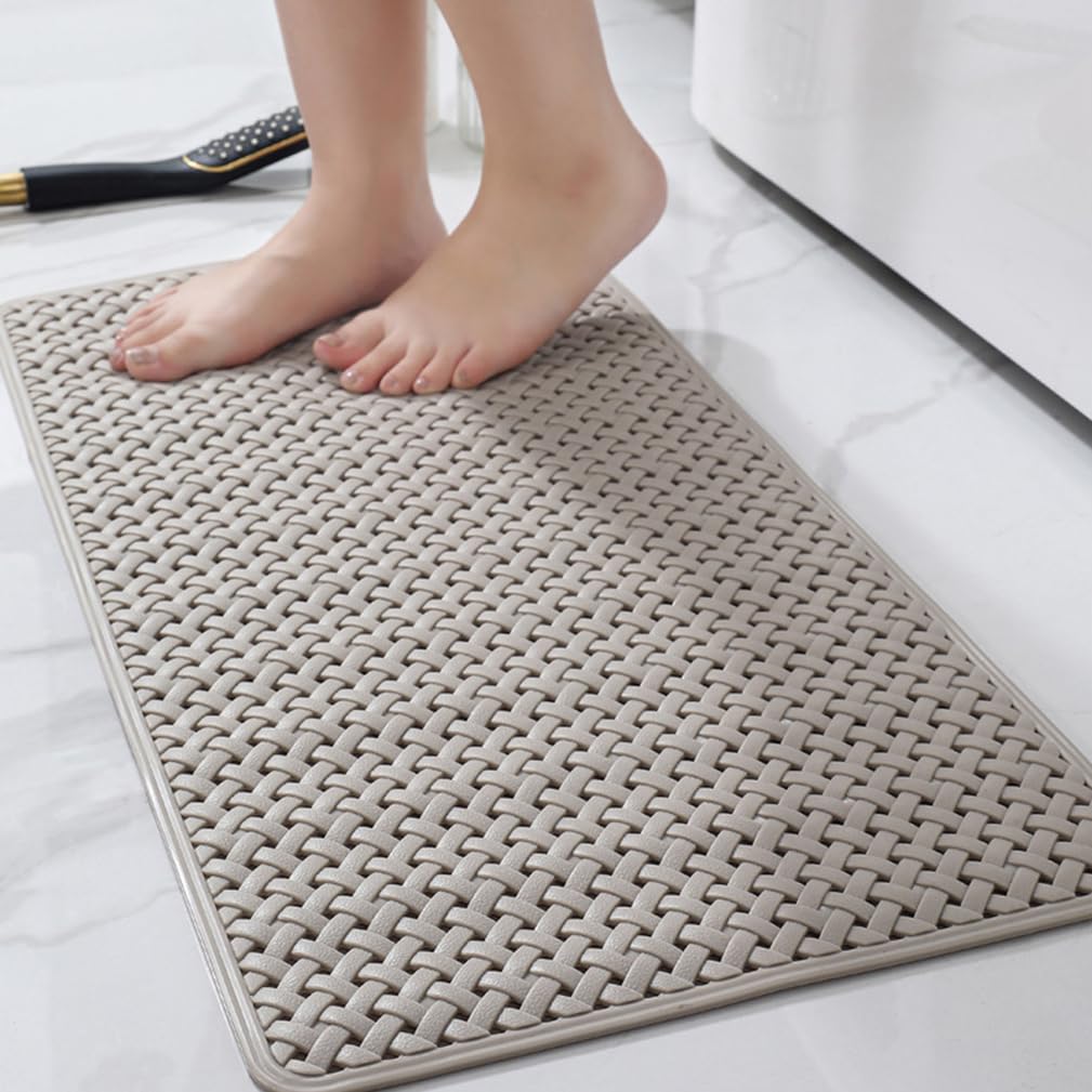 Gewebte Struktur Badewannenmatte Badematte mit Ablauflöchern, Durchbrochenes Duschmatte rutschfest, Weich Antirutschmatte Dusche für Badewanne und Nassbereiche PVC,A,39x100cm/15x39in